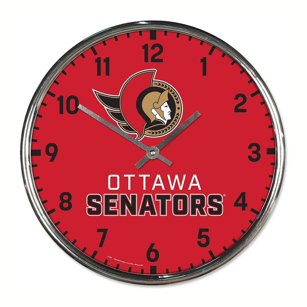 Horloge murale chromée WinCraft Sénateurs d'Ottawa