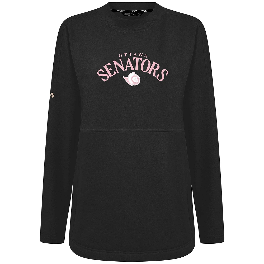 Women's Levelwear  Black Ottawa Senators Mother's Day Beaudry Arched Pullover Sweatshirt