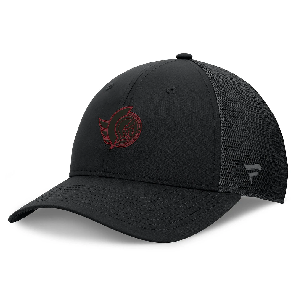 Women's Fanatics Black Ottawa Senators Authentic Pro Road Trucker Adjustable Hat