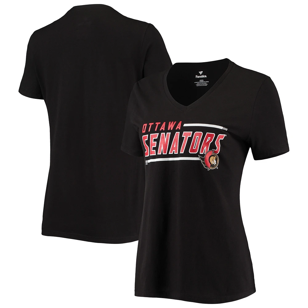 Women's Fanatics Black Ottawa Senators Mascot Bounds V-Neck T-Shirt