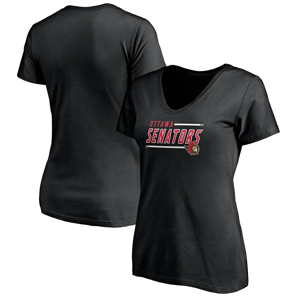 Women's Fanatics Black Ottawa Senators Plus Mascot Bounds V-Neck T-Shirt