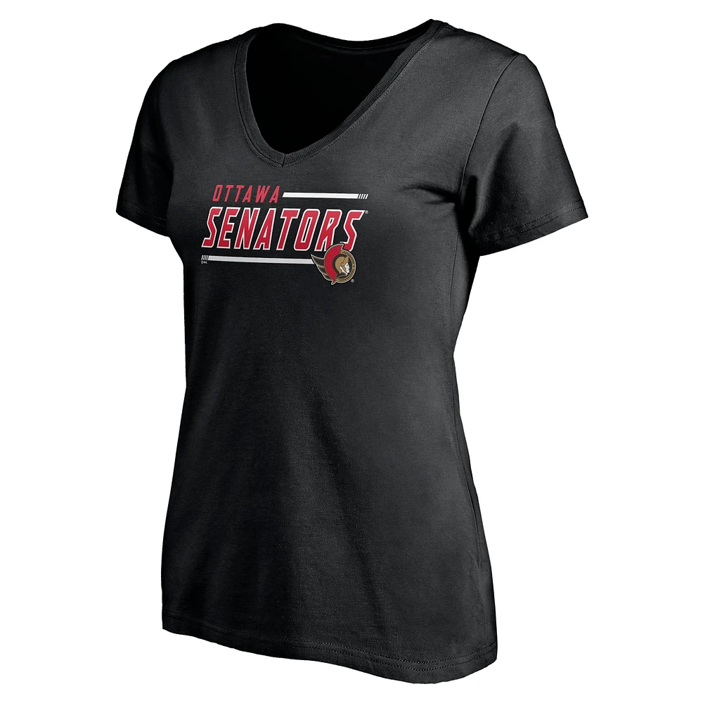 Women's Fanatics Black Ottawa Senators Plus Mascot Bounds V-Neck T-Shirt