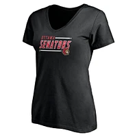 Women's Fanatics Black Ottawa Senators Plus Mascot Bounds V-Neck T-Shirt