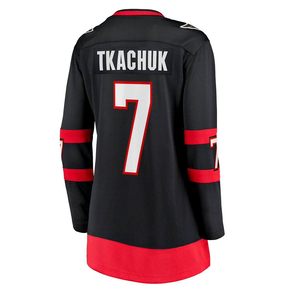 Maillot d'échappée à domicile des Sénateurs d'Ottawa noir Brady Tkachuk Fanatics pour femmes