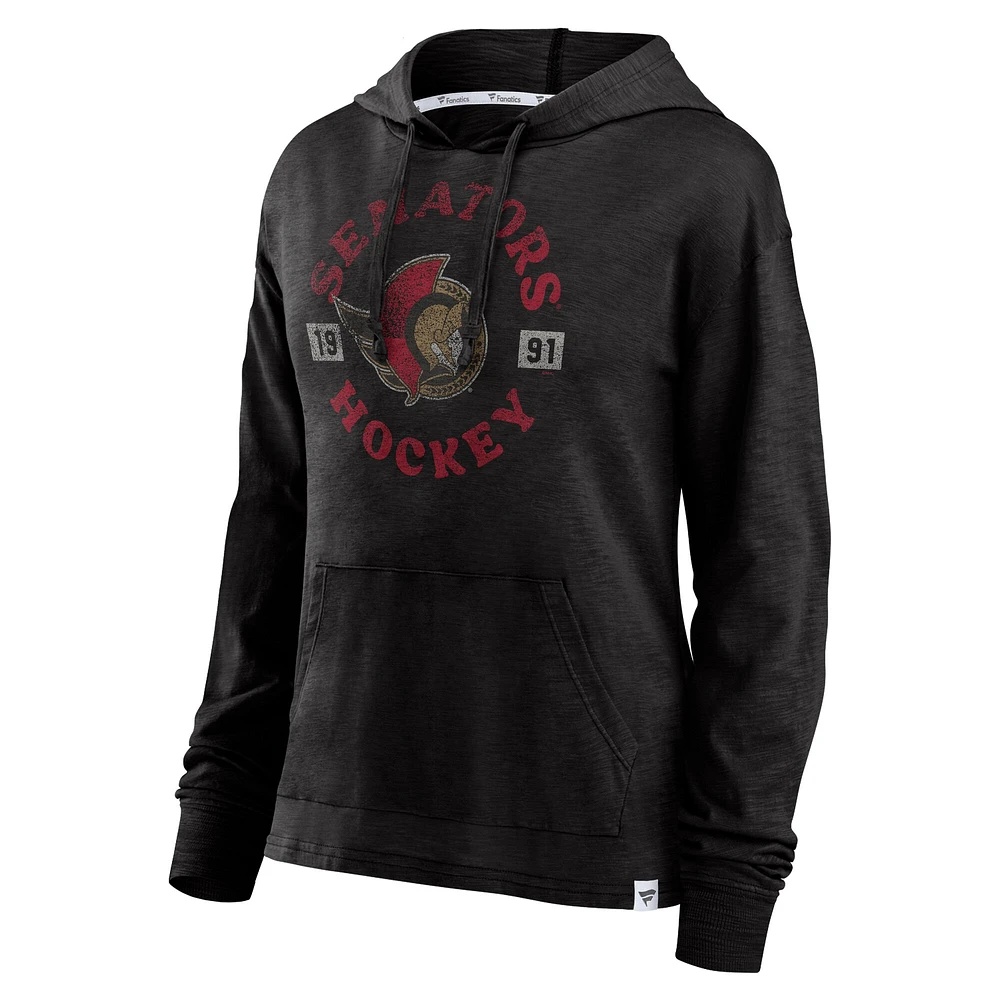 Sweat à capuche True Classic pour femme Fanatics Heather Black des Sénateurs d'Ottawa