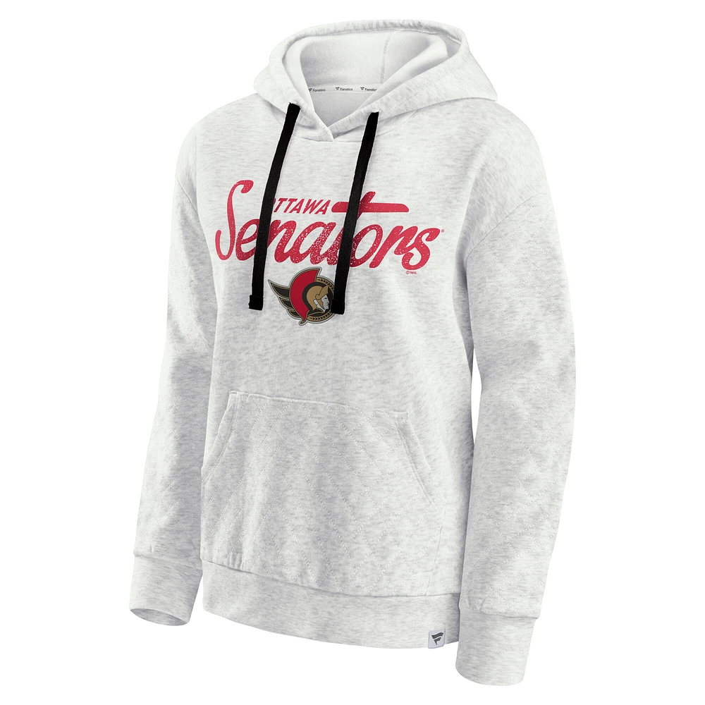 Women's Fanatics  Oatmeal Ottawa Senators True Classics Quilted Pullover Hoodie