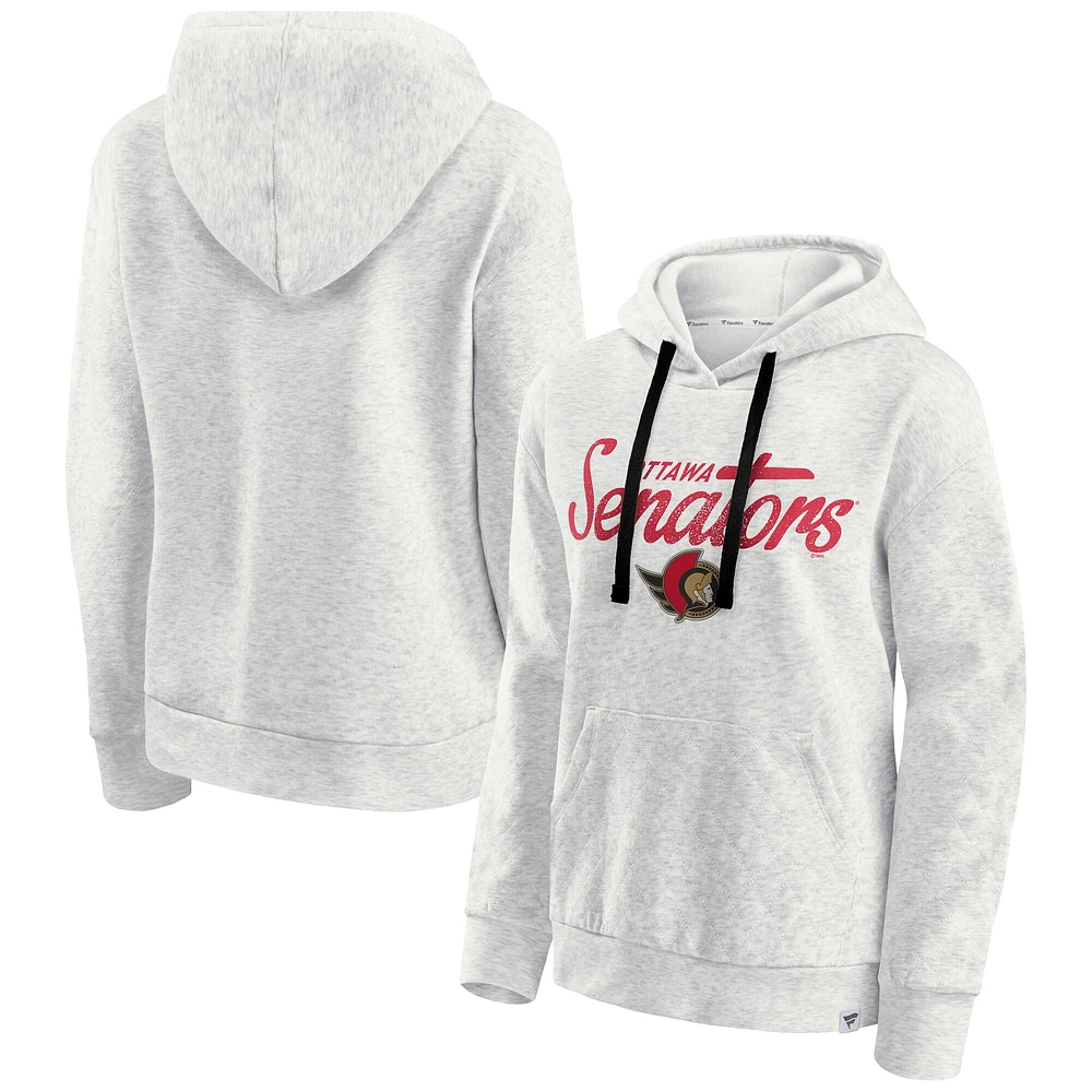 Women's Fanatics  Oatmeal Ottawa Senators True Classics Quilted Pullover Hoodie