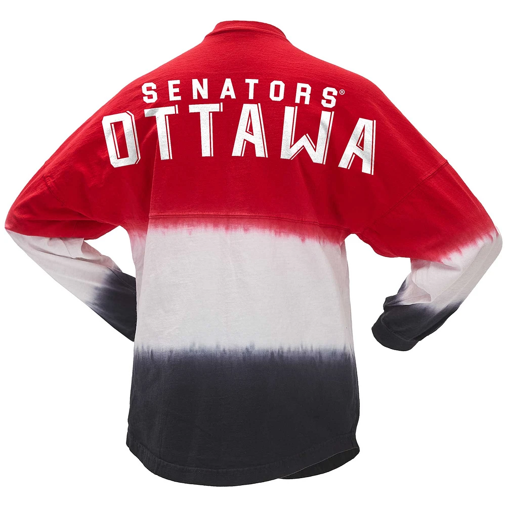 Women's Fanatics Red/Black Ottawa Senators Ombre Long Sleeve T-Shirt