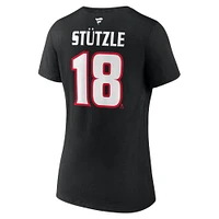 Women's Fanatics Tim Stutzle Black Ottawa Senators Reverse Retro 2.0 Name & Number V-Neck T-Shirt