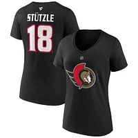 Women's Fanatics Tim Stutzle Black Ottawa Senators Reverse Retro 2.0 Name & Number V-Neck T-Shirt