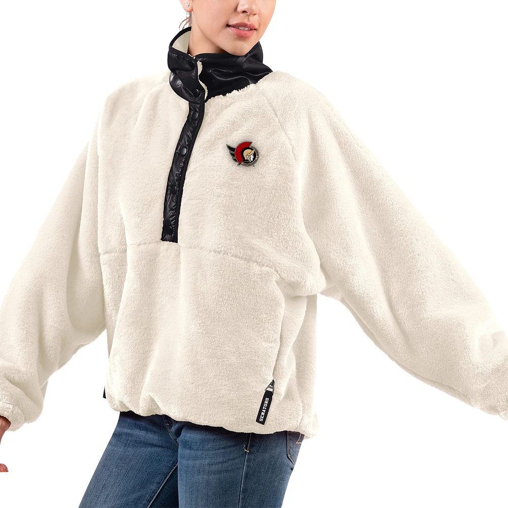 Women's G-III 4Her by Carl Banks  White Ottawa Senators Center Field Dolman Oversized Half-Snap Jacket