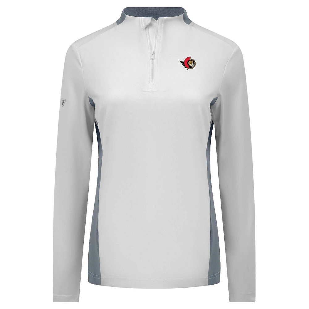 Haut à glissière quart de tour Moxie Insignia Core pour femme des Sénateurs d'Ottawa blanc Levelwear
