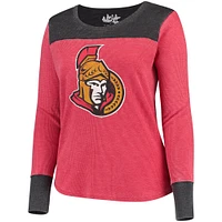 Women's Touch Red/Black Ottawa Senators Plus Blindside Tri-Blend Long Sleeve Thermal T-Shirt