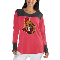 Women's Touch Red/Black Ottawa Senators Plus Blindside Tri-Blend Long Sleeve Thermal T-Shirt