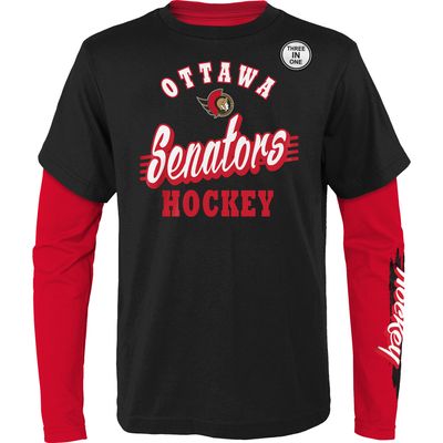 Youth Black/Red Ottawa Senators Two-Man Advantage - T-Shirt Combo Pack