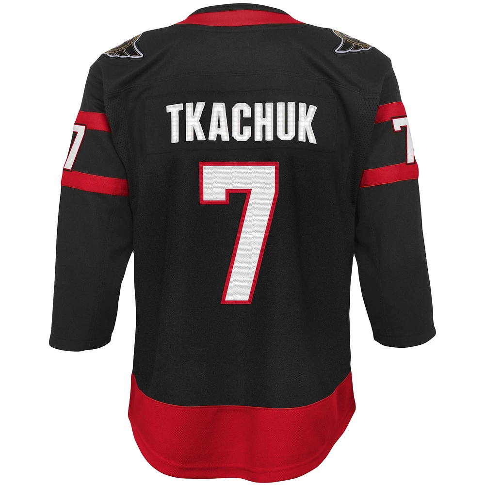 Youth Brady Tkachuk Black Ottawa Senators Home Premier Player Captain Jersey