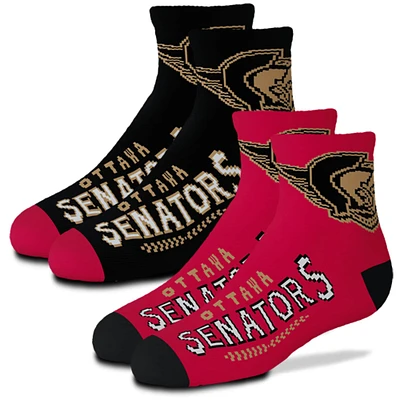 Youth For Bare Feet Ottawa Senators Lot de 2 paires de chaussettes d'équipe quart de longueur