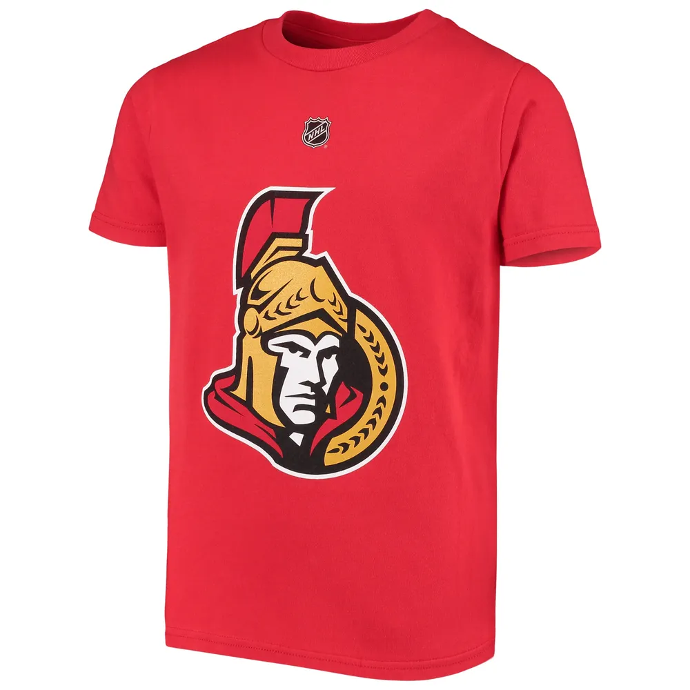 T-shirt rouge avec nom et numéro du joueur des Sénateurs d'Ottawa Thomas Chabot pour jeune