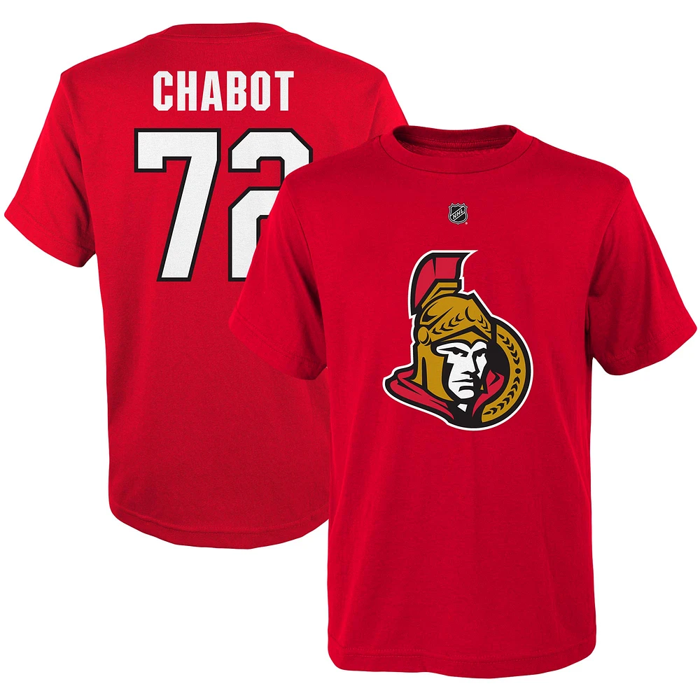 Jeunes Thomas Chabot Red Ottawa Senators Nom et numéro du joueur - T-shirt