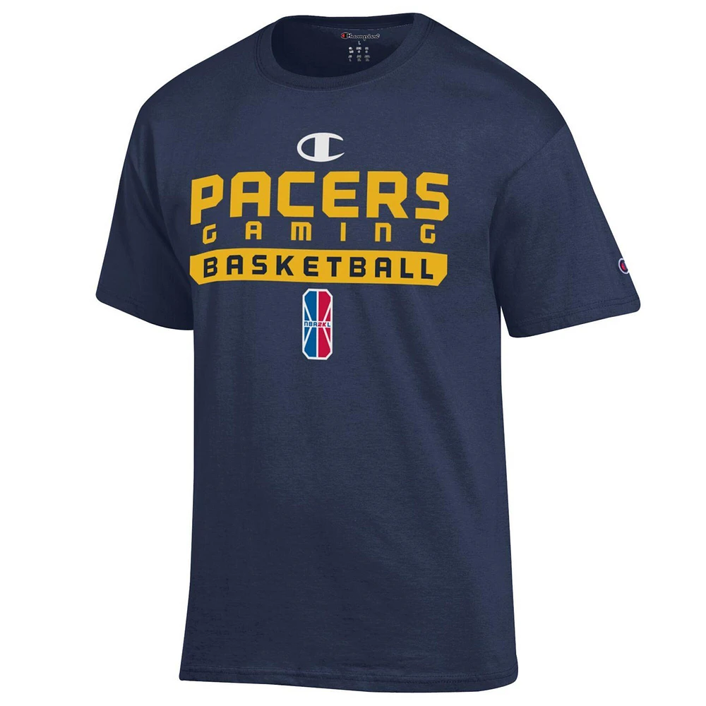 T-shirt unisexe Champion Navy Pacers Gaming On-Court 2K League Authentic Practice