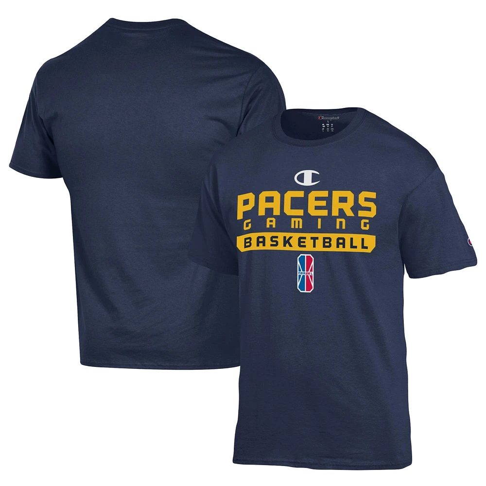 T-shirt unisexe Champion Navy Pacers Gaming On-Court 2K League Authentic Practice