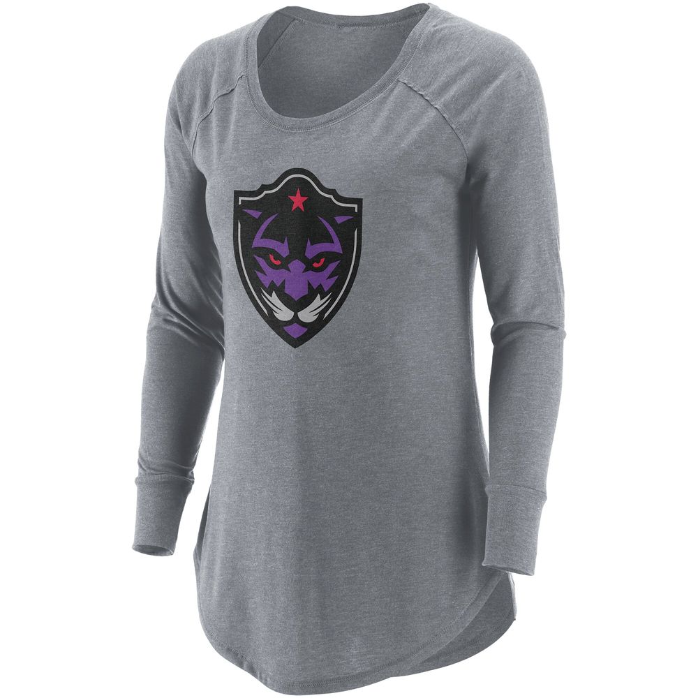 Women's Gray Panther City Lacrosse Club Primary Logo Tri-Blend Long Sleeve T-Shirt