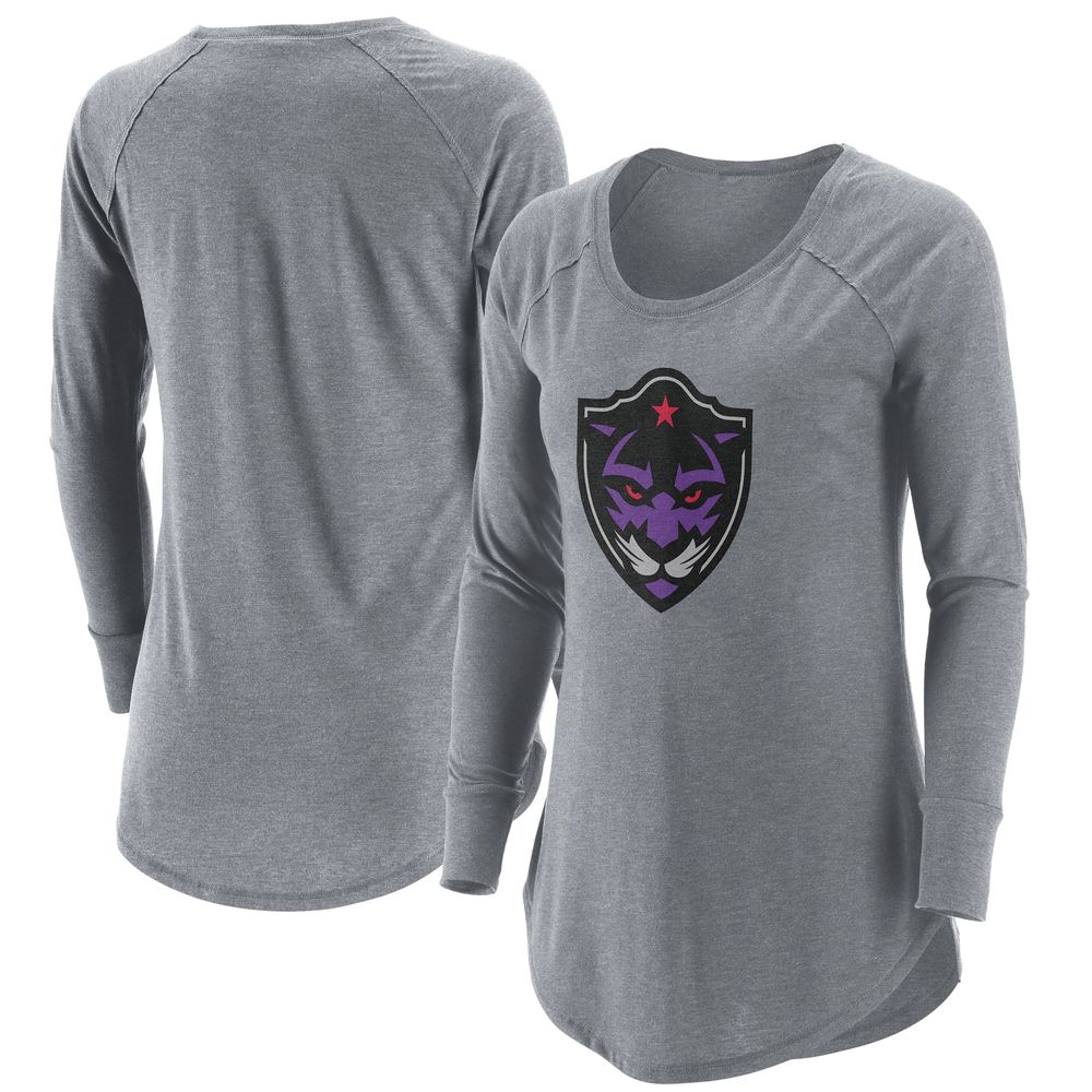 Women's Gray Panther City Lacrosse Club Primary Logo Tri-Blend Long Sleeve T-Shirt