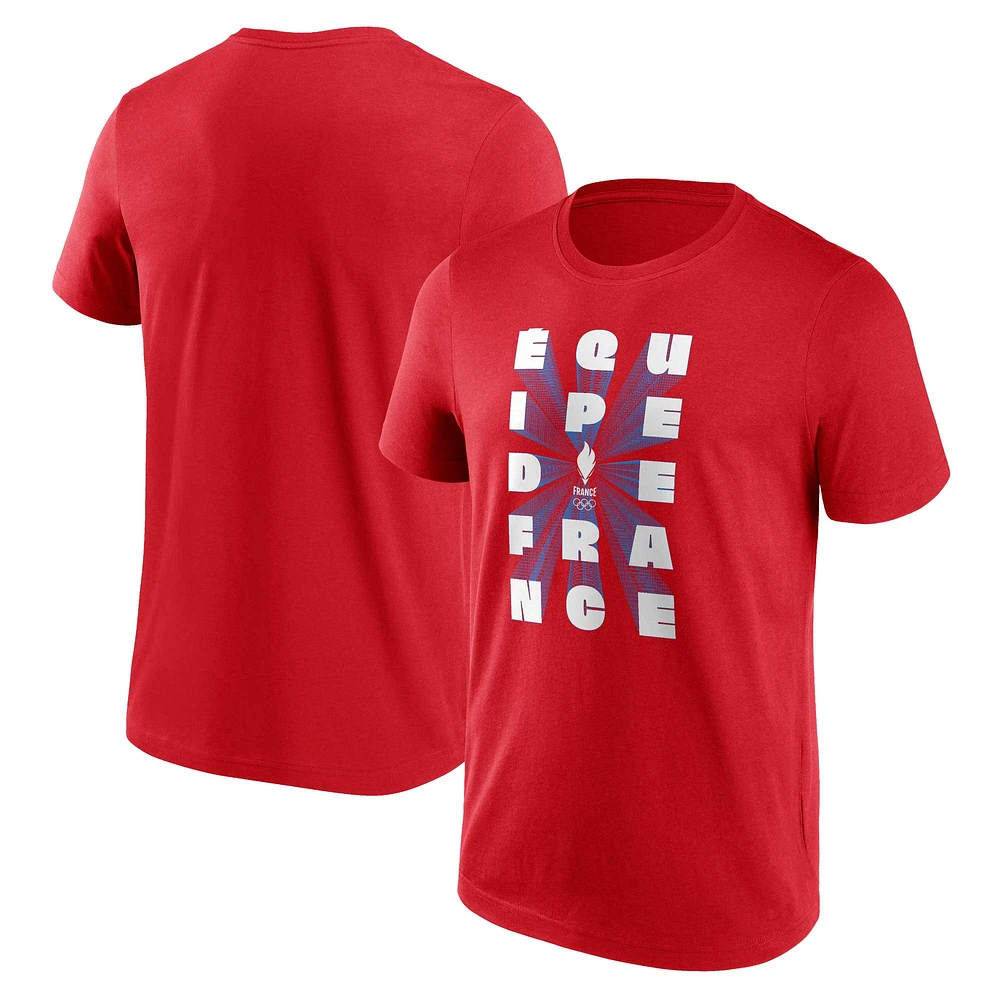 T-shirt rouge Fanatics pour homme Équipe de France Jeux Olympiques d'été Paris 2024