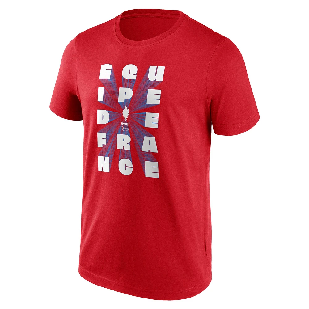 T-shirt rouge Fanatics pour homme Équipe de France Jeux Olympiques d'été Paris 2024