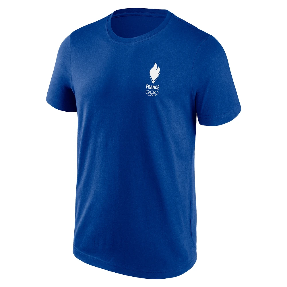 T-shirt graphique Fanatics Royal La Victoire pour homme Jeux olympiques d'été de Paris 2024