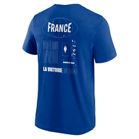 T-shirt graphique Fanatics Royal La Victoire pour homme Jeux olympiques d'été de Paris 2024