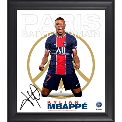 Collage encadré 15" x 17" de Kylian Mbappe Paris Saint-Germain Fac-similé Signature