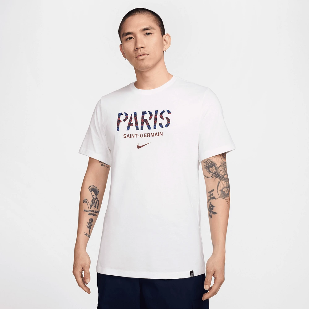 T-shirt Nike blanc avec logo Paris Saint-Germain pour homme