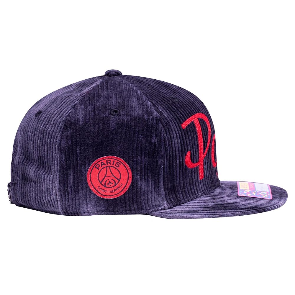 Casquette ajustable en velours côtelé ouvert noir Fan Ink Paris Saint-Germain pour homme