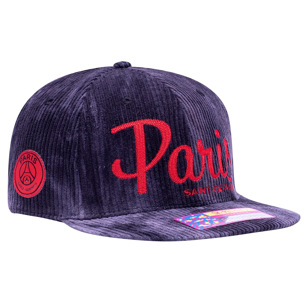 Casquette ajustable en velours côtelé ouvert noir Fan Ink Paris Saint-Germain pour homme