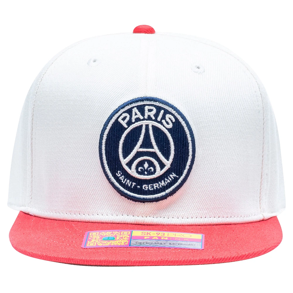 Men's Fan Ink  White/Red Paris Saint-Germain Evolve Snapback Hat