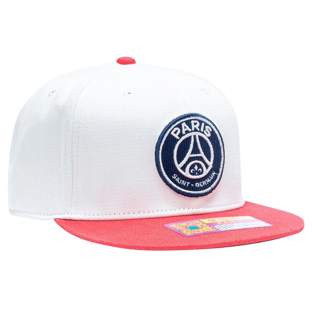 Men's Fan Ink  White/Red Paris Saint-Germain Evolve Snapback Hat