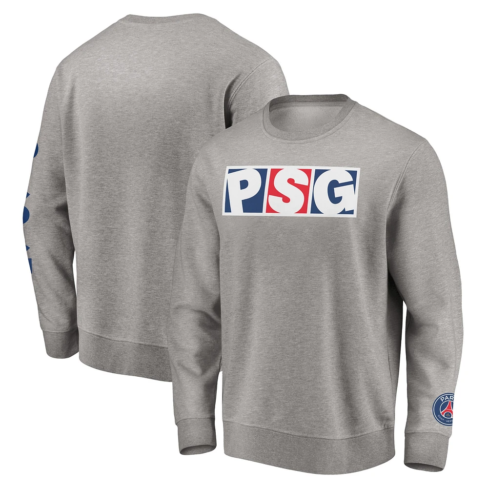 Sweat-shirt en polaire Fanatics gris chiné Paris Saint-Germain pour hommes