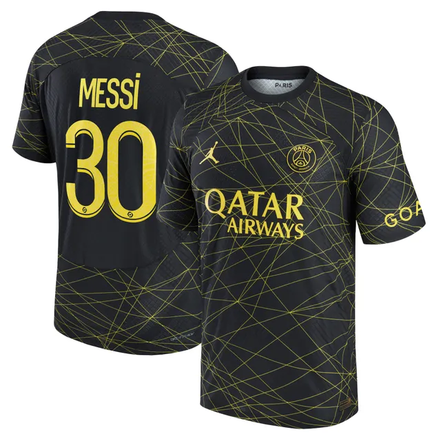 Men's Nike Lionel Messi Black Paris Saint-Germain 2022/23 Away Breathe Stadium Replica Player Jersey Size: Extra Large