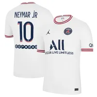 Women's Jordan Brand Neymar Jr. White Paris Saint-Germain 2021/22 Fourth Replica Jersey Size: Small