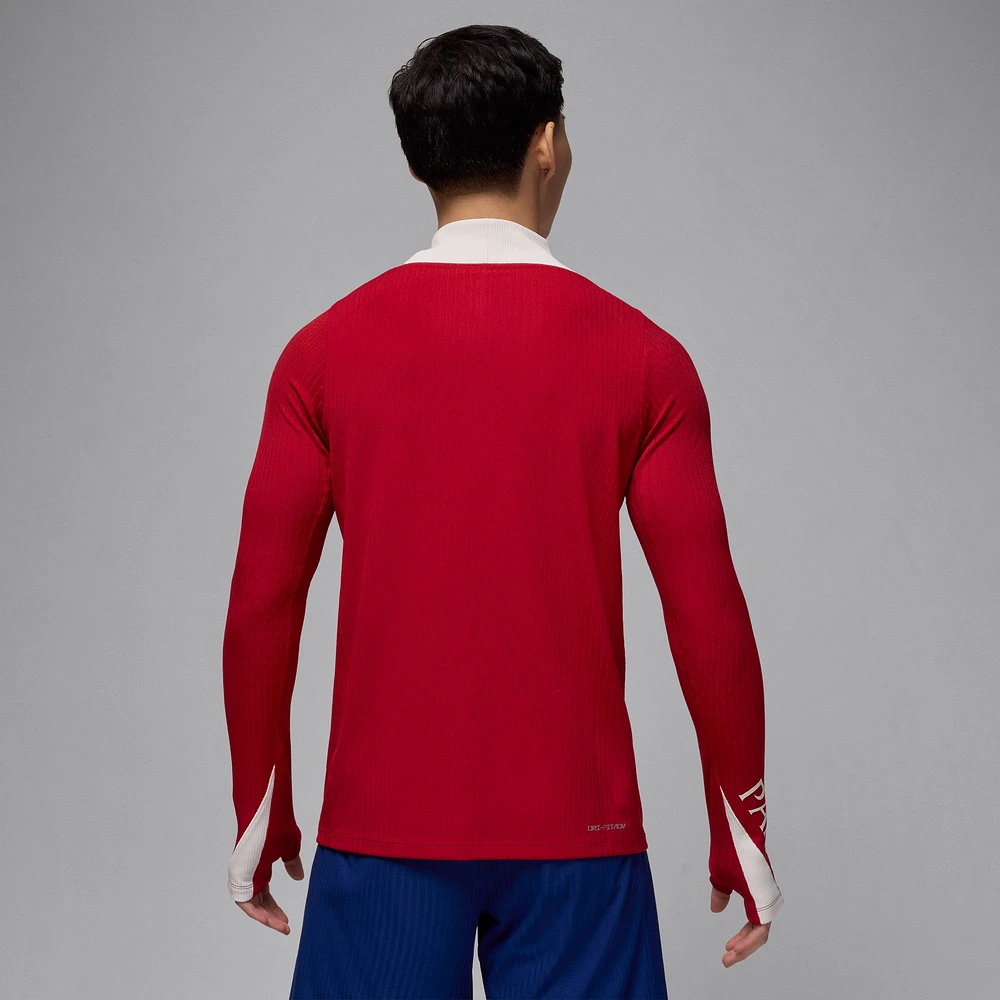 Men's Jordan Brand Red Paris Saint-Germain 2024/25 Fourth Advance Strike Drill Performance Quarter-Zip Top