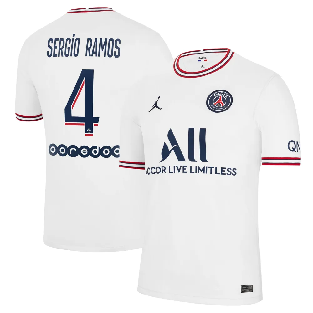 Sergio Ramos Paris Saint-Germain Jordan Brand 2021/22 Fourth Replica Jersey - White | Montebello Town Center