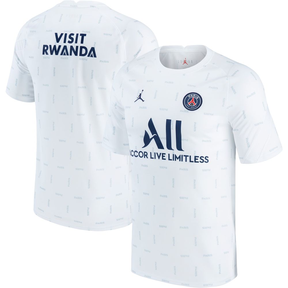 Men's Jordan Brand White Paris Saint-Germain 2021/2022 Pre-Match Performance Top