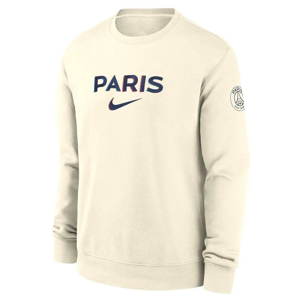 Men's Nike Cream Paris Saint-Germain Club Pullover Sweatshirt