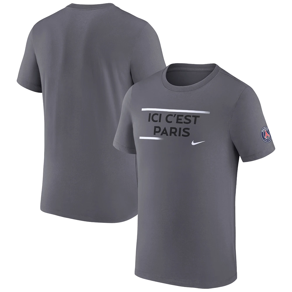 T-shirt Nike gris Paris Saint-Germain Verbiage pour homme