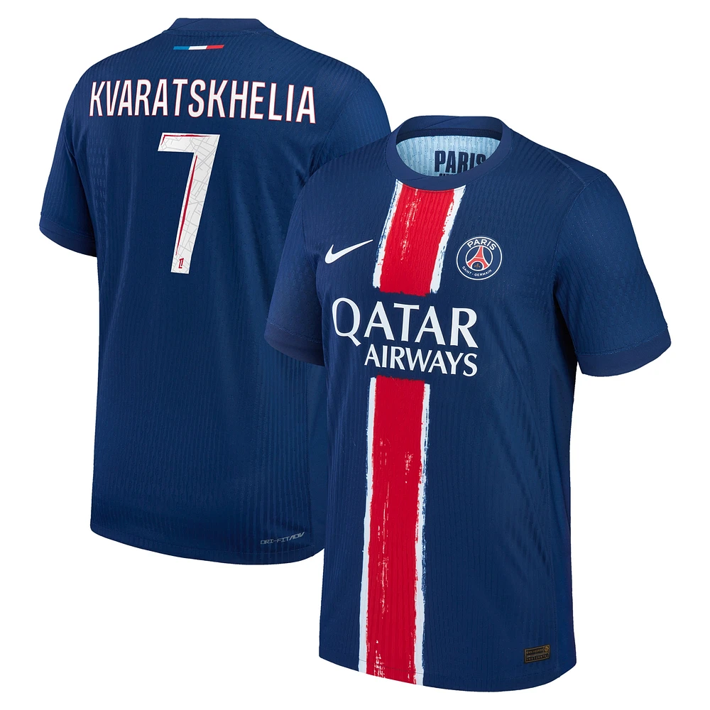 Men's Nike Khvicha Kvaratskhelia Navy Paris Saint-Germain 2024/25 Home Authentic Player Jersey