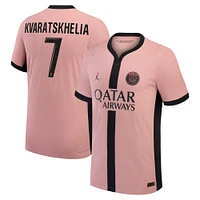 Men's Nike Khvicha Kvaratskhelia Pink Paris Saint-Germain 2024/25 Third Authentic Player Jersey