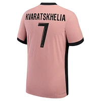 Men's Nike Khvicha Kvaratskhelia Pink Paris Saint-Germain 2024/25 Third Authentic Player Jersey