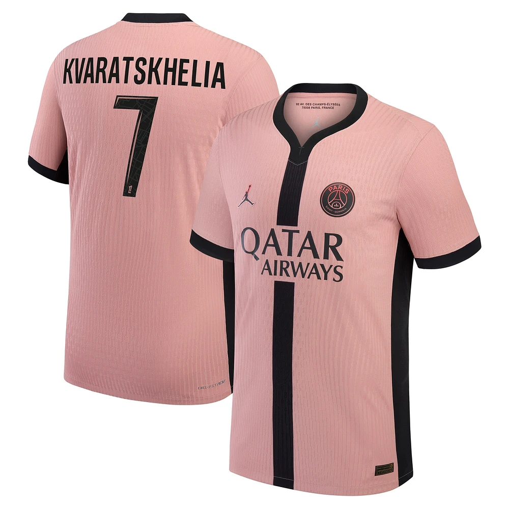 Men's Nike Khvicha Kvaratskhelia Pink Paris Saint-Germain 2024/25 Third Authentic Player Jersey