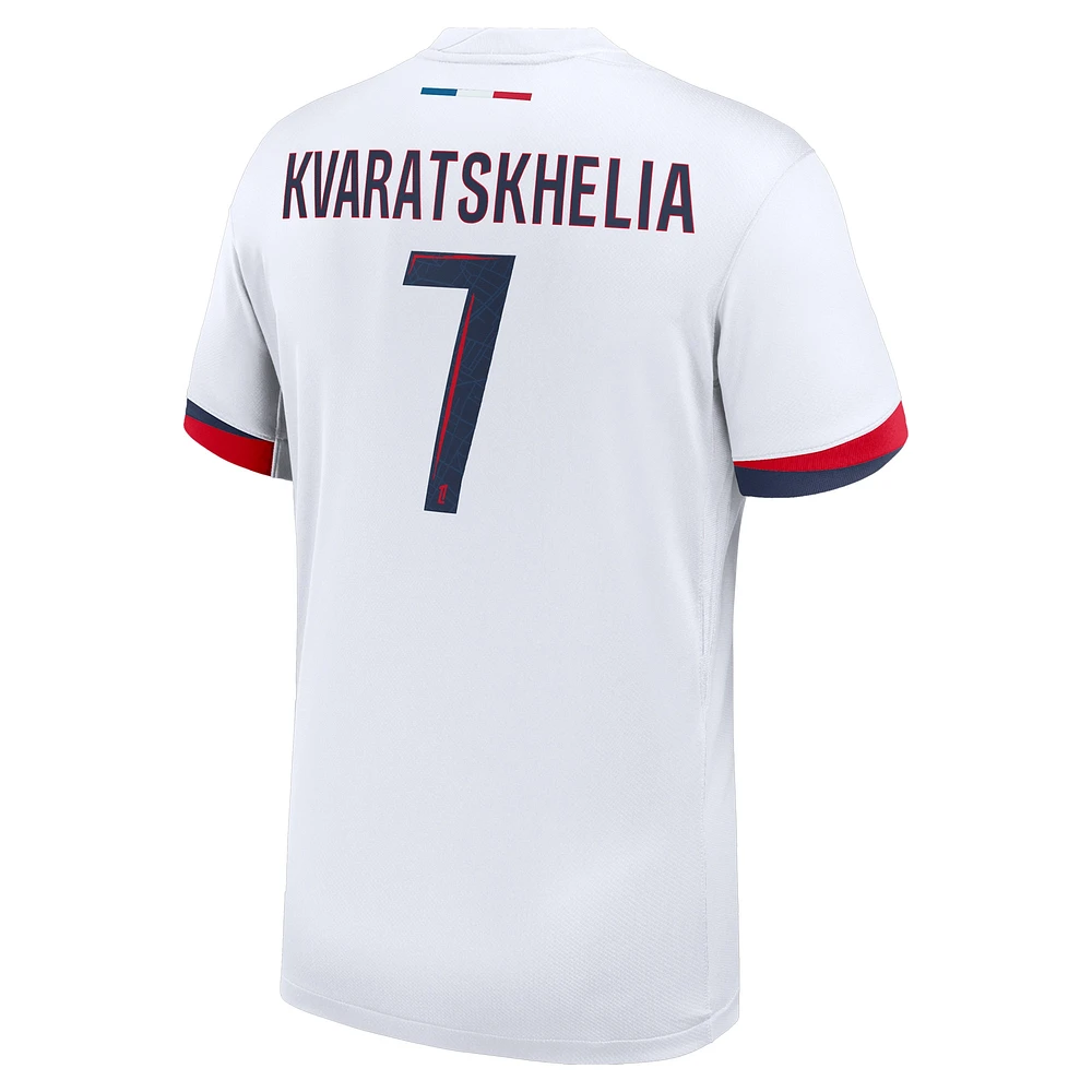 Men's Nike Khvicha Kvaratskhelia White Paris Saint-Germain 2024/25 Away Replica Player Jersey